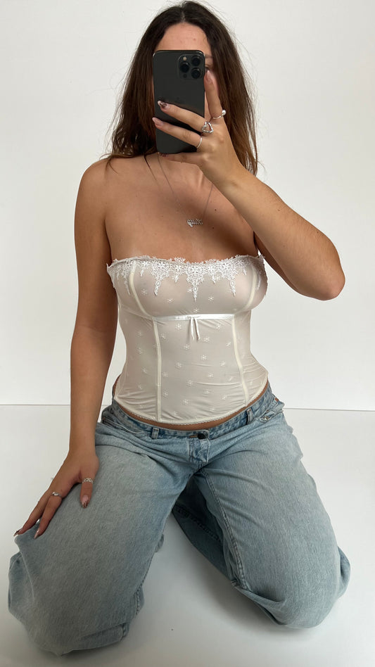 00s white strapless corset- size M