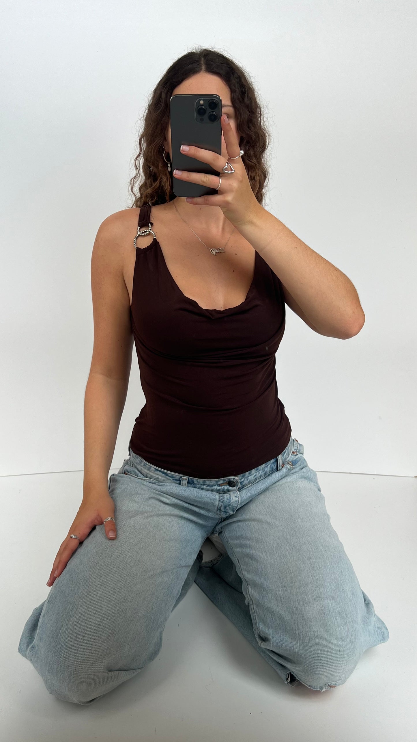 00s brown cowl neck cami- size S