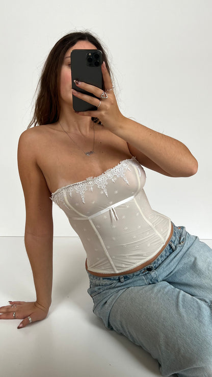 00s white strapless corset- size M