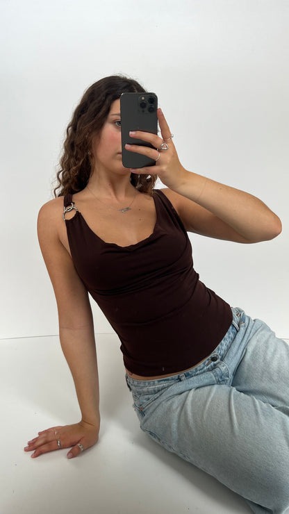00s brown cowl neck cami- size S