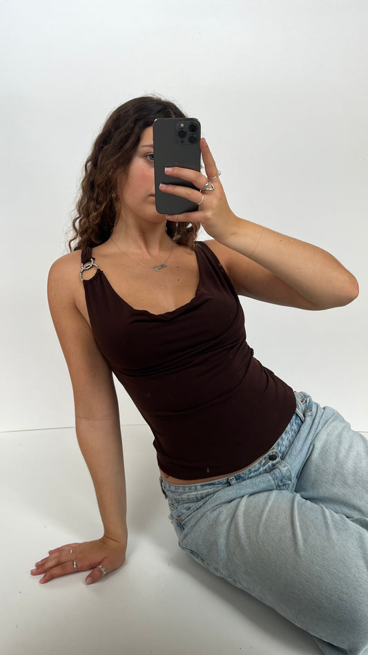 00s brown cowl neck cami- size S