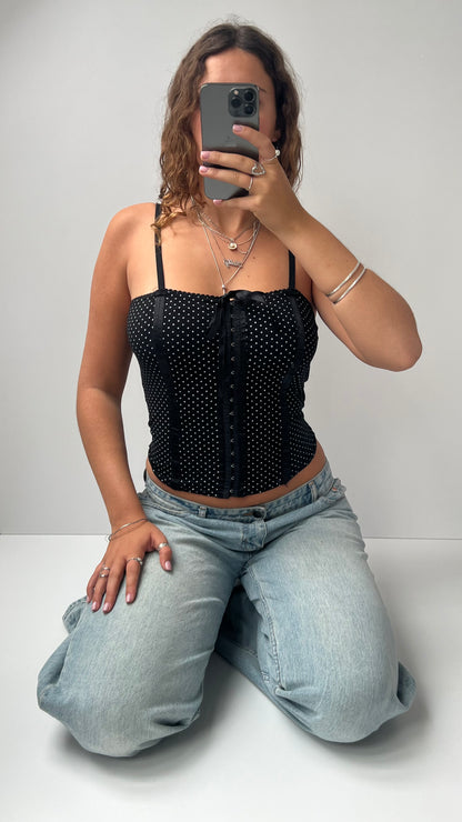 00s black polka dot cami- size L