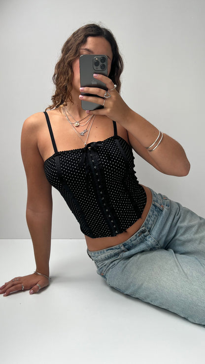 00s black polka dot cami- size L