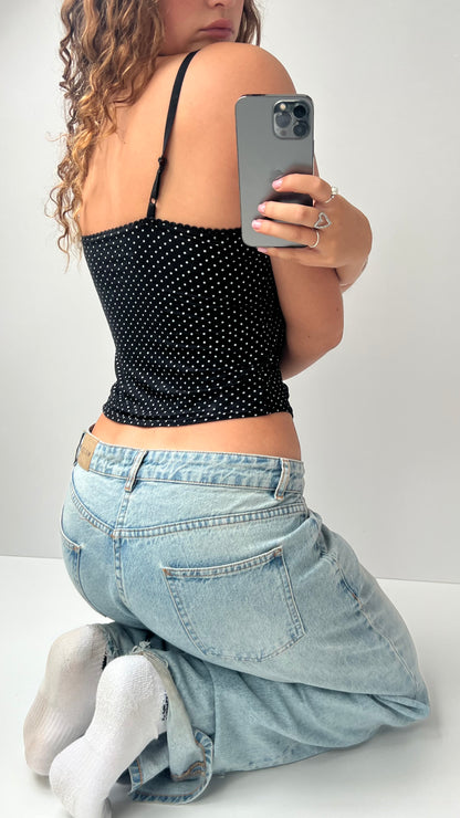 00s black polka dot cami- size L