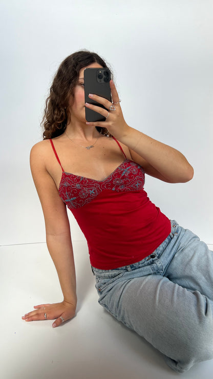 00s red lace cami- size M