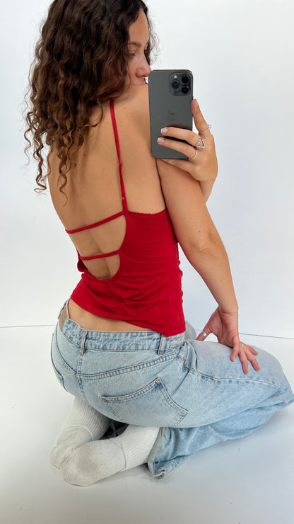 00s red lace cami- size M