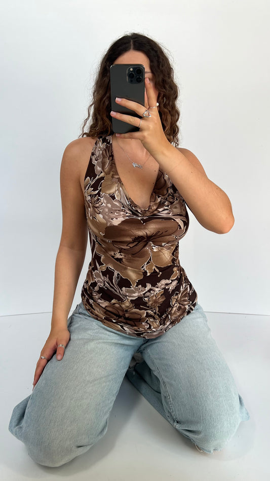 00s brown floral hater cami- size M
