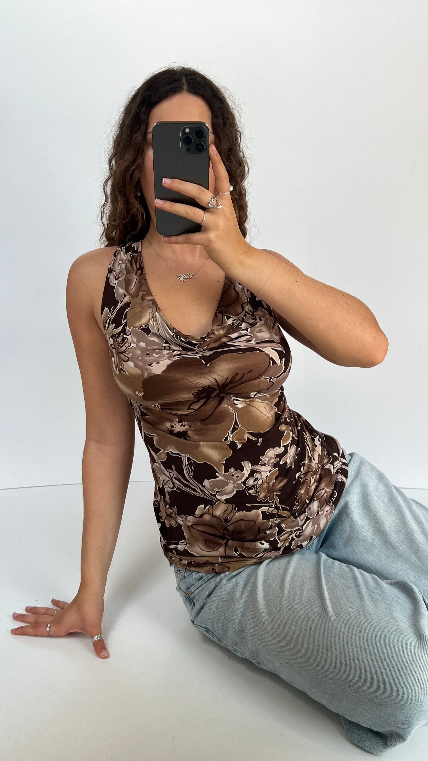 00s brown floral hater cami- size M