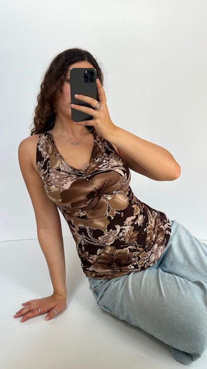 00s brown floral hater cami- size M