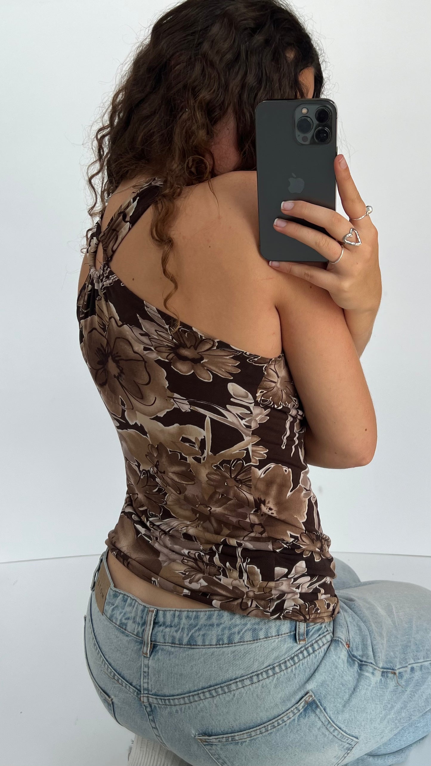 00s brown floral hater cami- size M