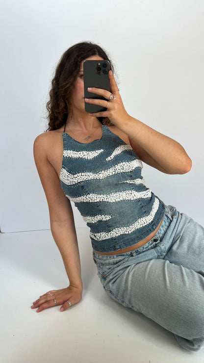 00s denim beaded cami- size M