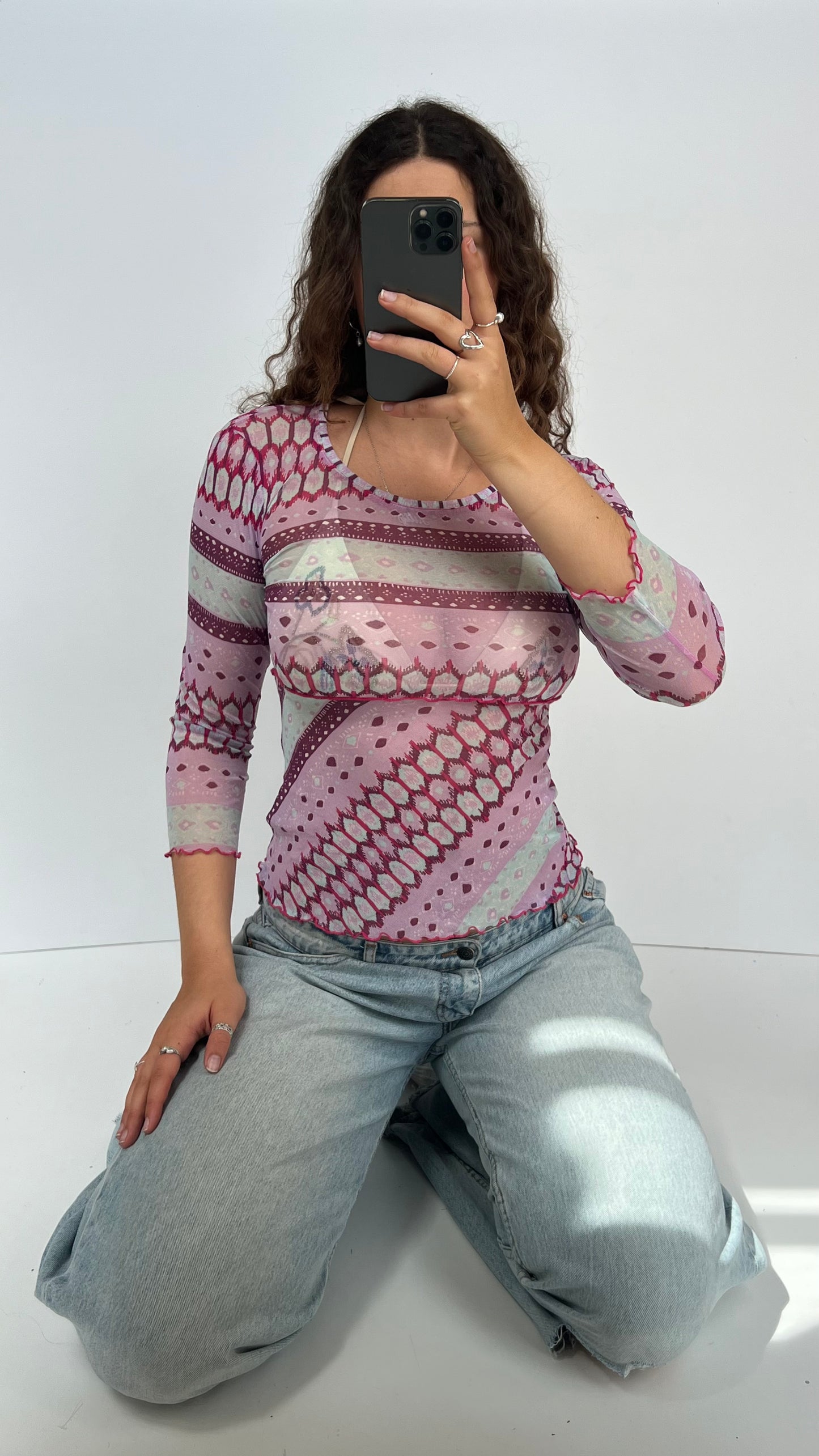 00s purple mesh long sleeve top- size XS