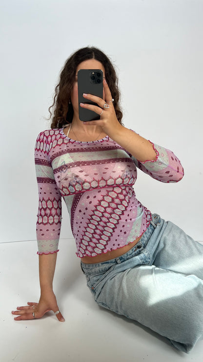 00s purple mesh long sleeve top- size XS