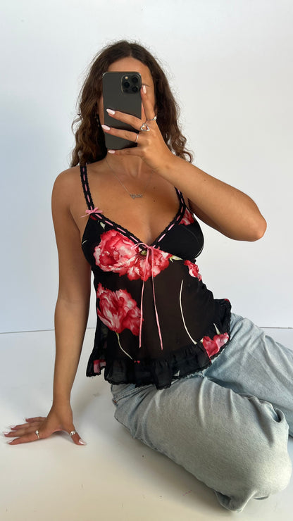 00s black floral cami- size S
