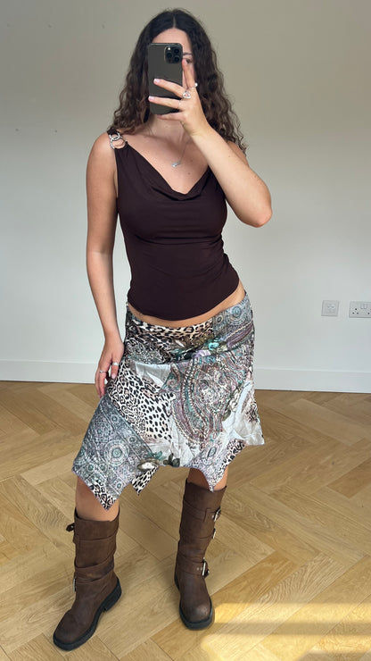 00s leopard print midi skirt- size XL