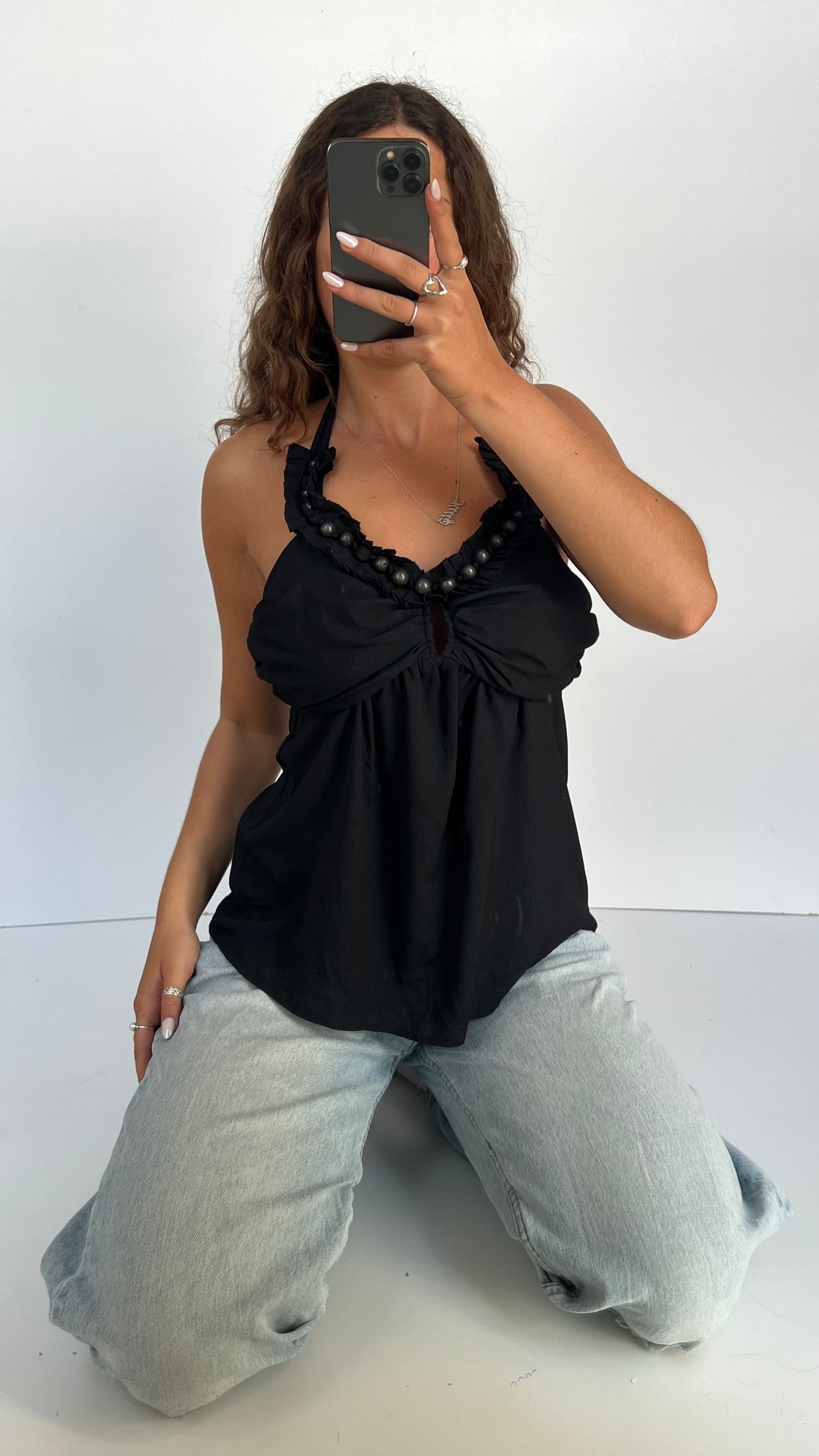 00s black halter cami- size M