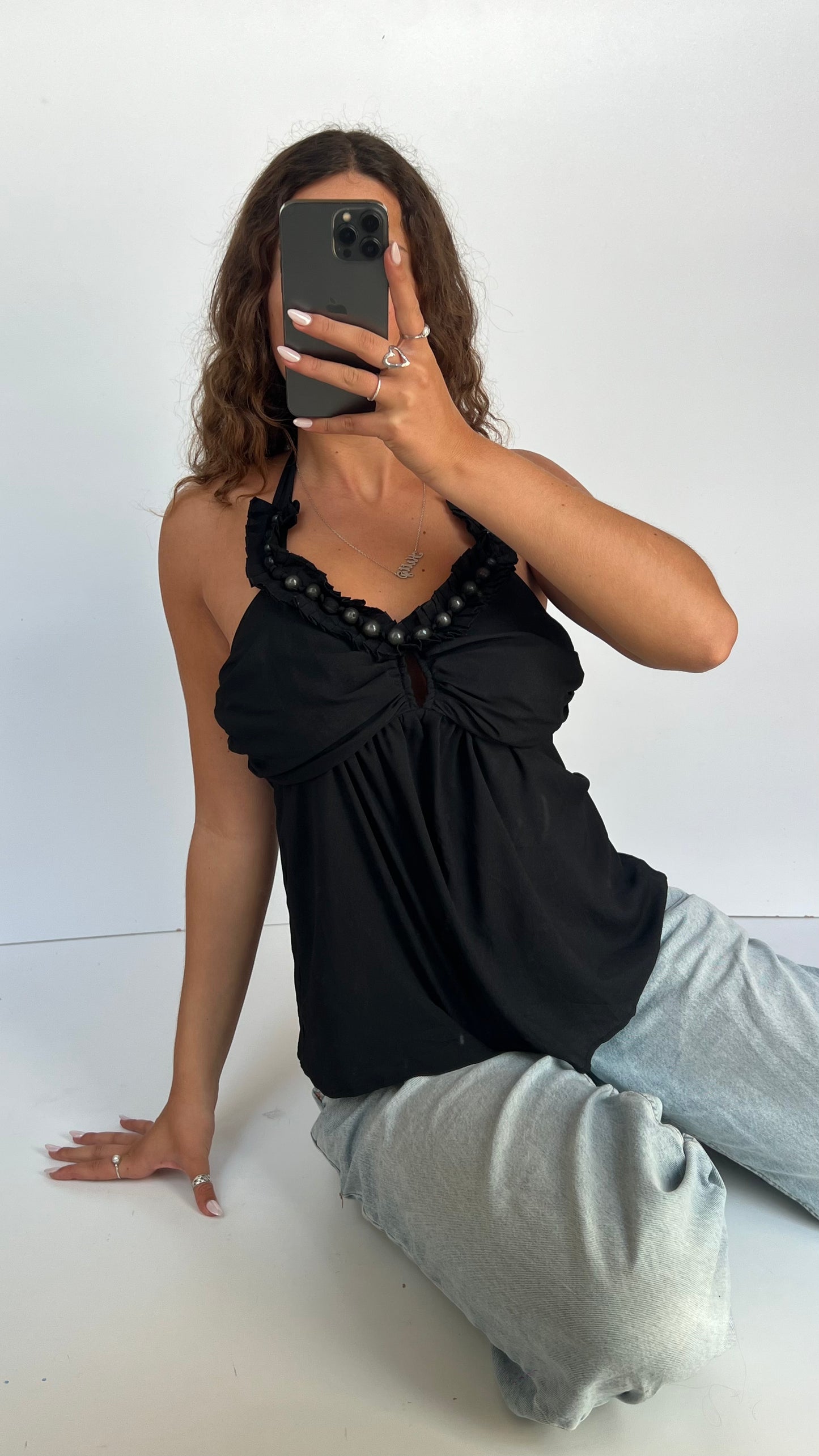 00s black halter cami- size M