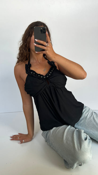 00s black halter cami- size M
