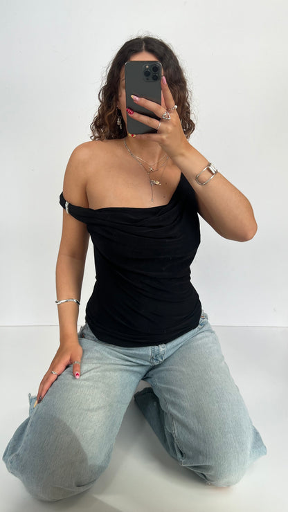 00s black cowl top- size M