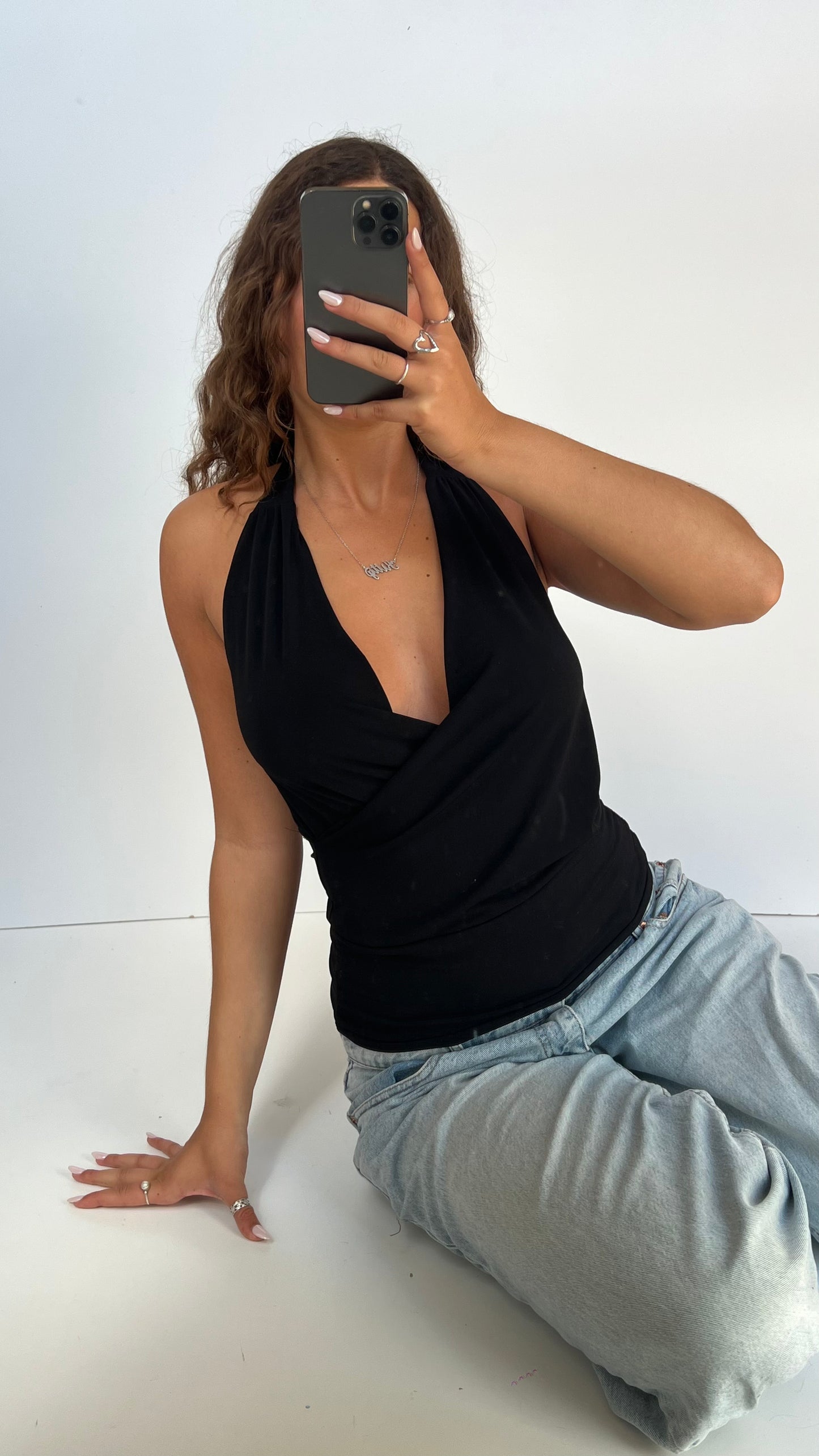 00s black cowl cami- size S