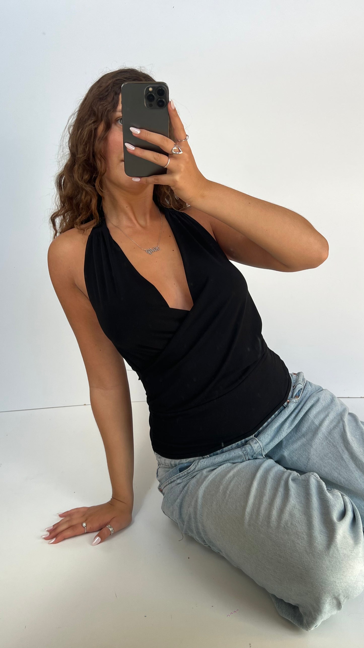 00s black cowl cami- size S