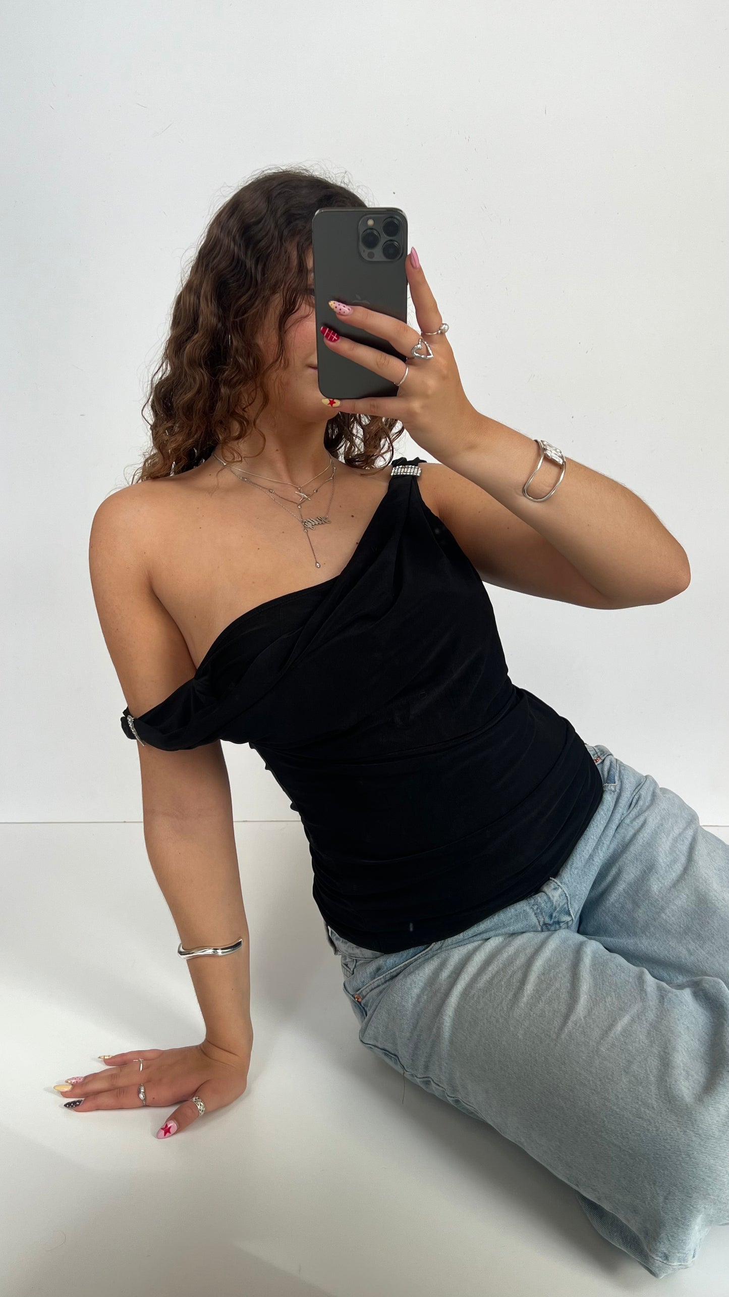 00s black cowl top- size M