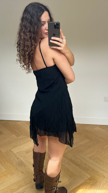00s black mesh mini dress- size M