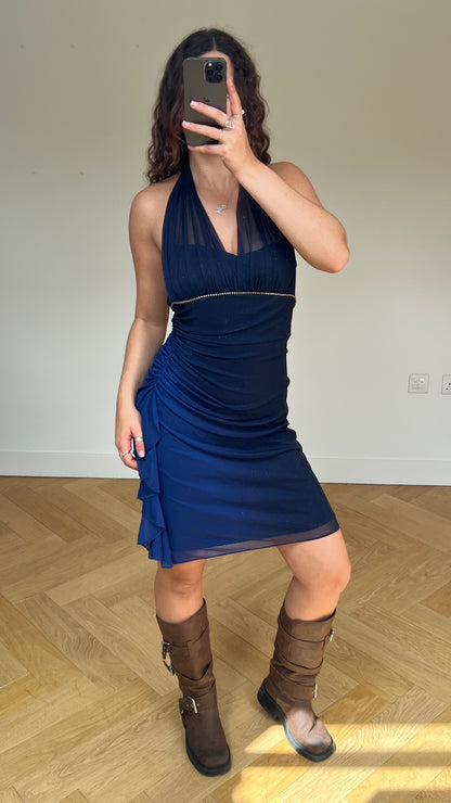 00s navy mesh midi dress- size M