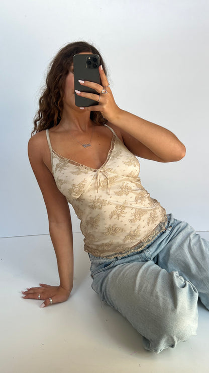 00s white gold lace cami- size M