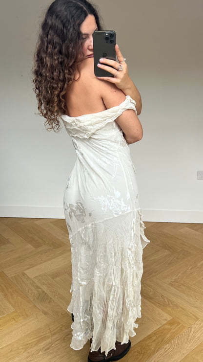 00s white mesh maxi dress- size XL