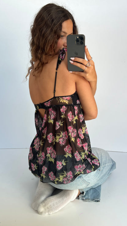 00s black floral cami- size M