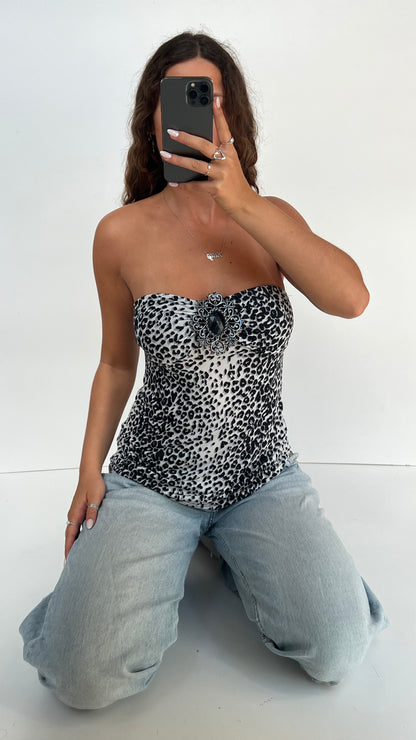 00s leopard print top- size M