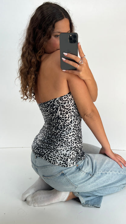00s leopard print top- size M