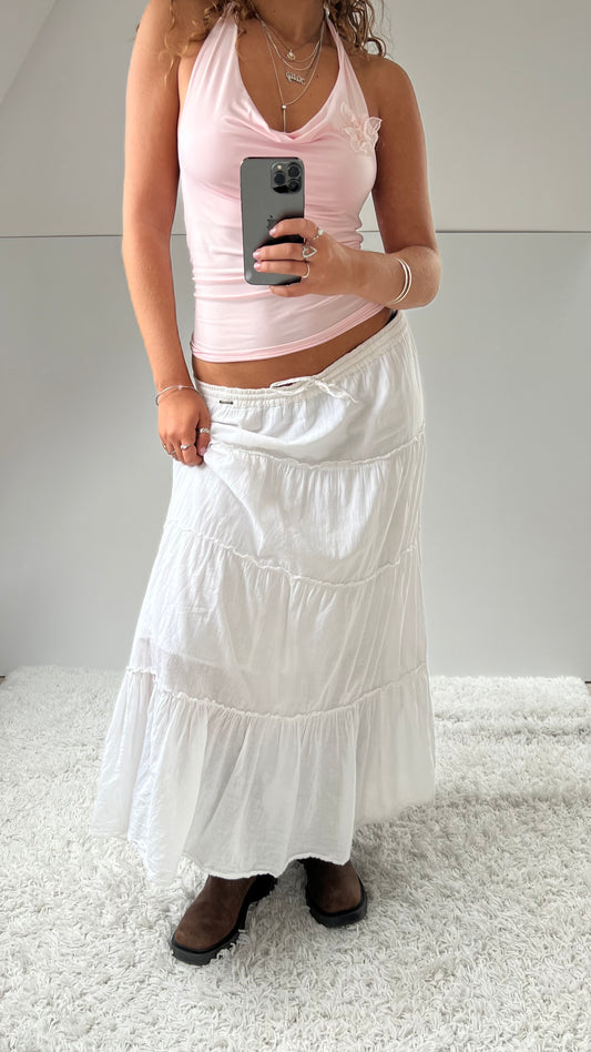 00s white floaty maxi skirt- size M
