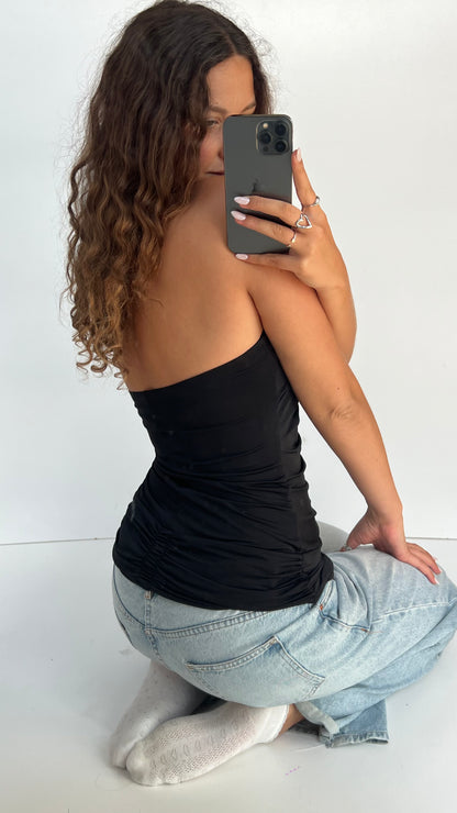 00s black ruched cami- size L