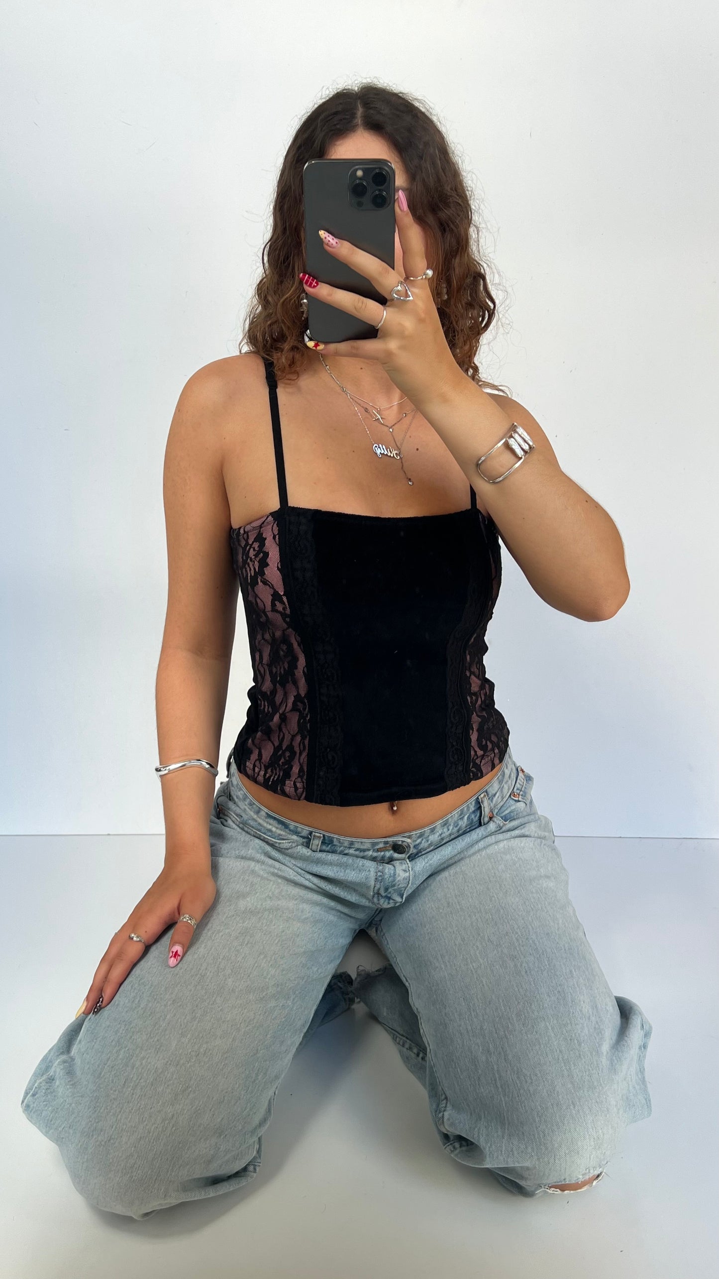 00s black pink velvet cam- size M