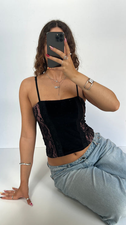 00s black pink velvet cam- size M