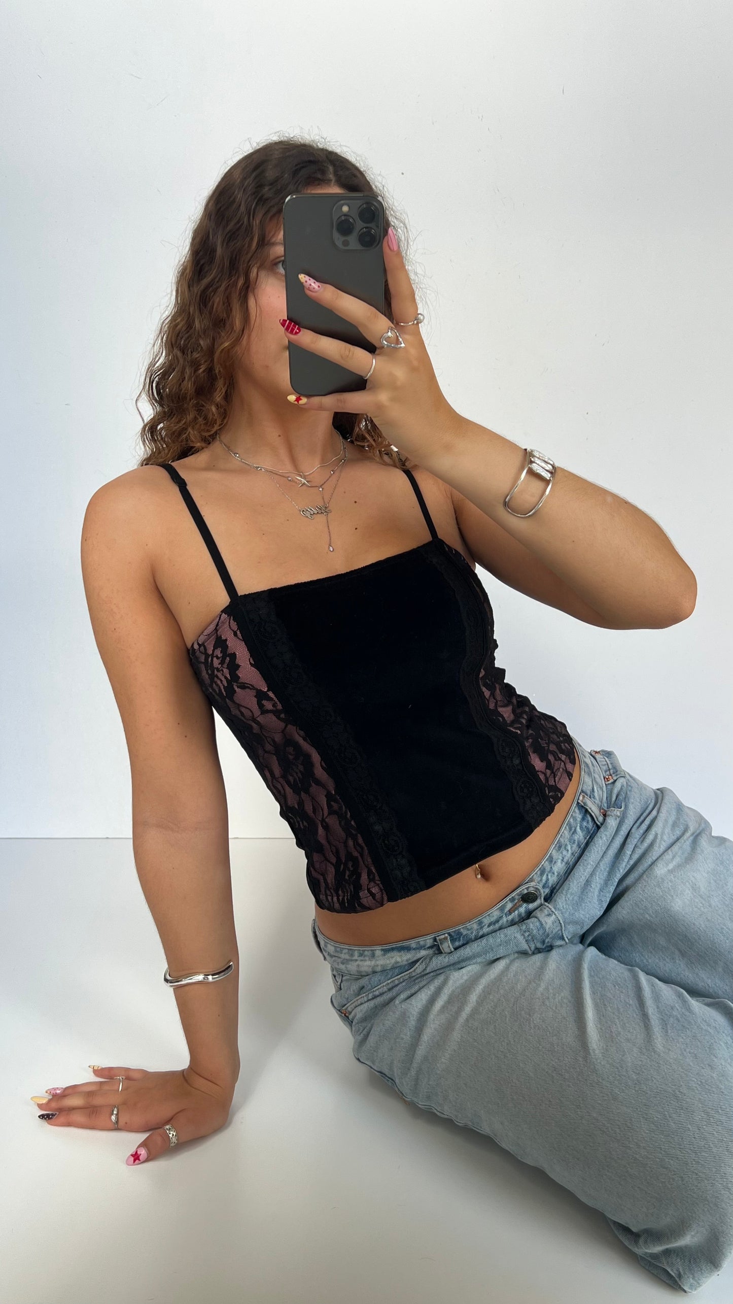 00s black pink velvet cam- size M