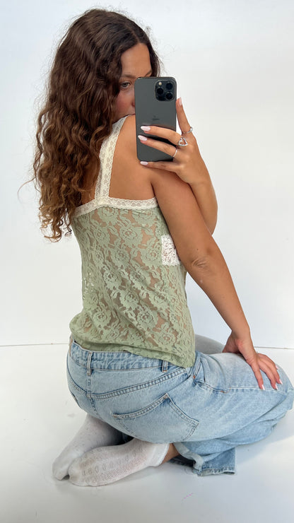 00s green lace cami- size L