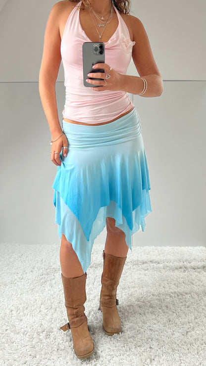 00s blue fairy midi skirt- size S