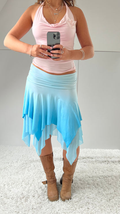 00s blue fairy midi skirt- size S