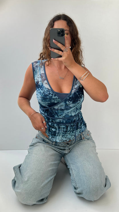 00s blue mesh cami- size S