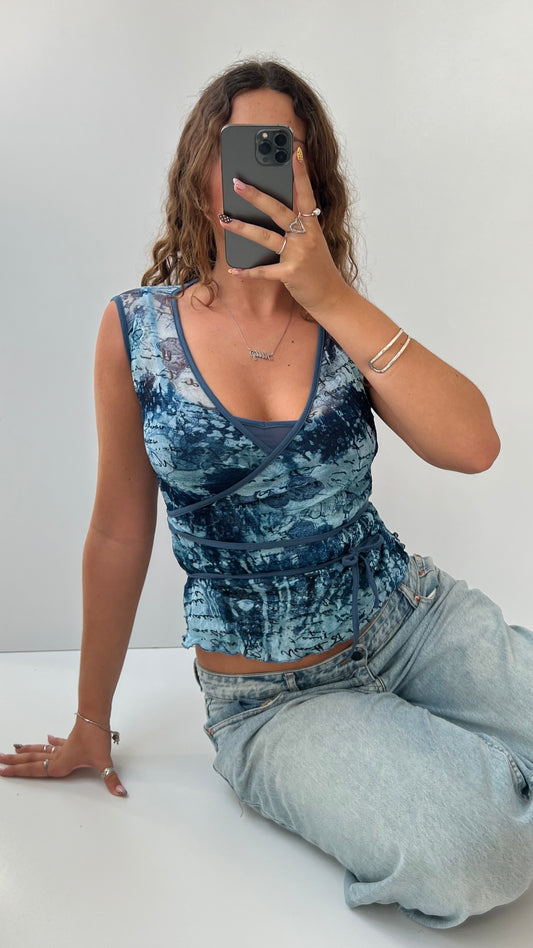 00s blue mesh cami- size S