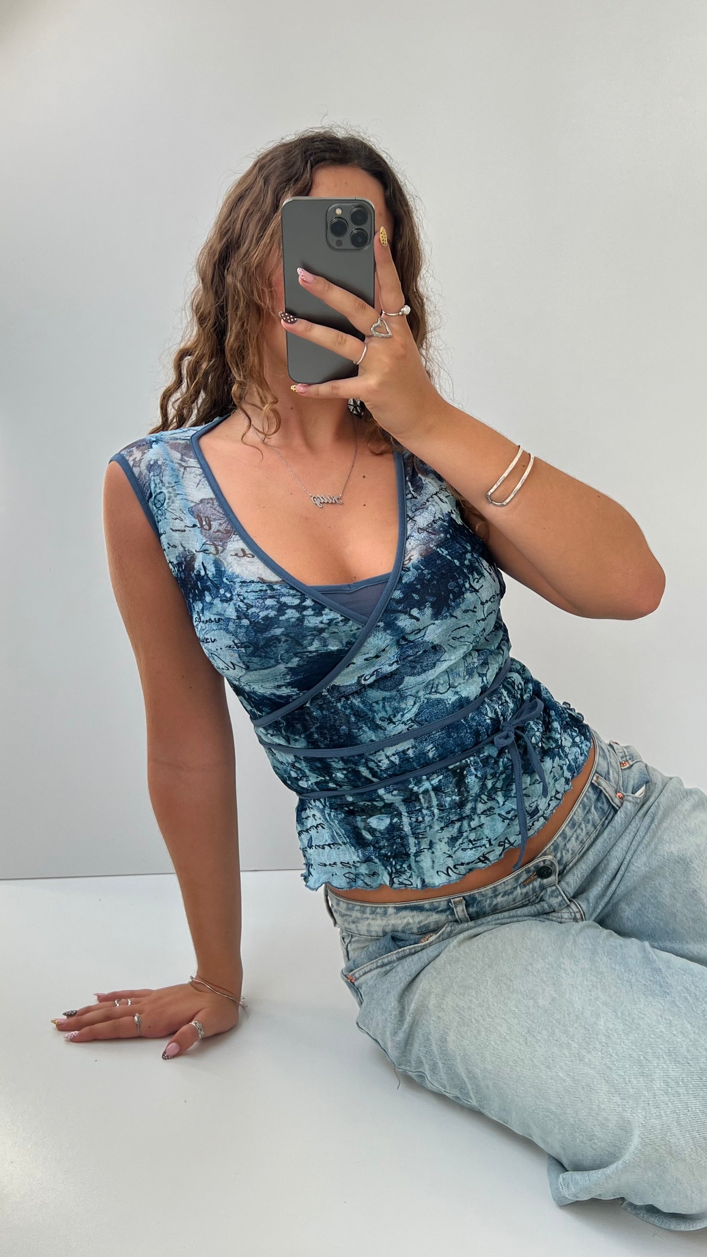 00s blue mesh cami- size S