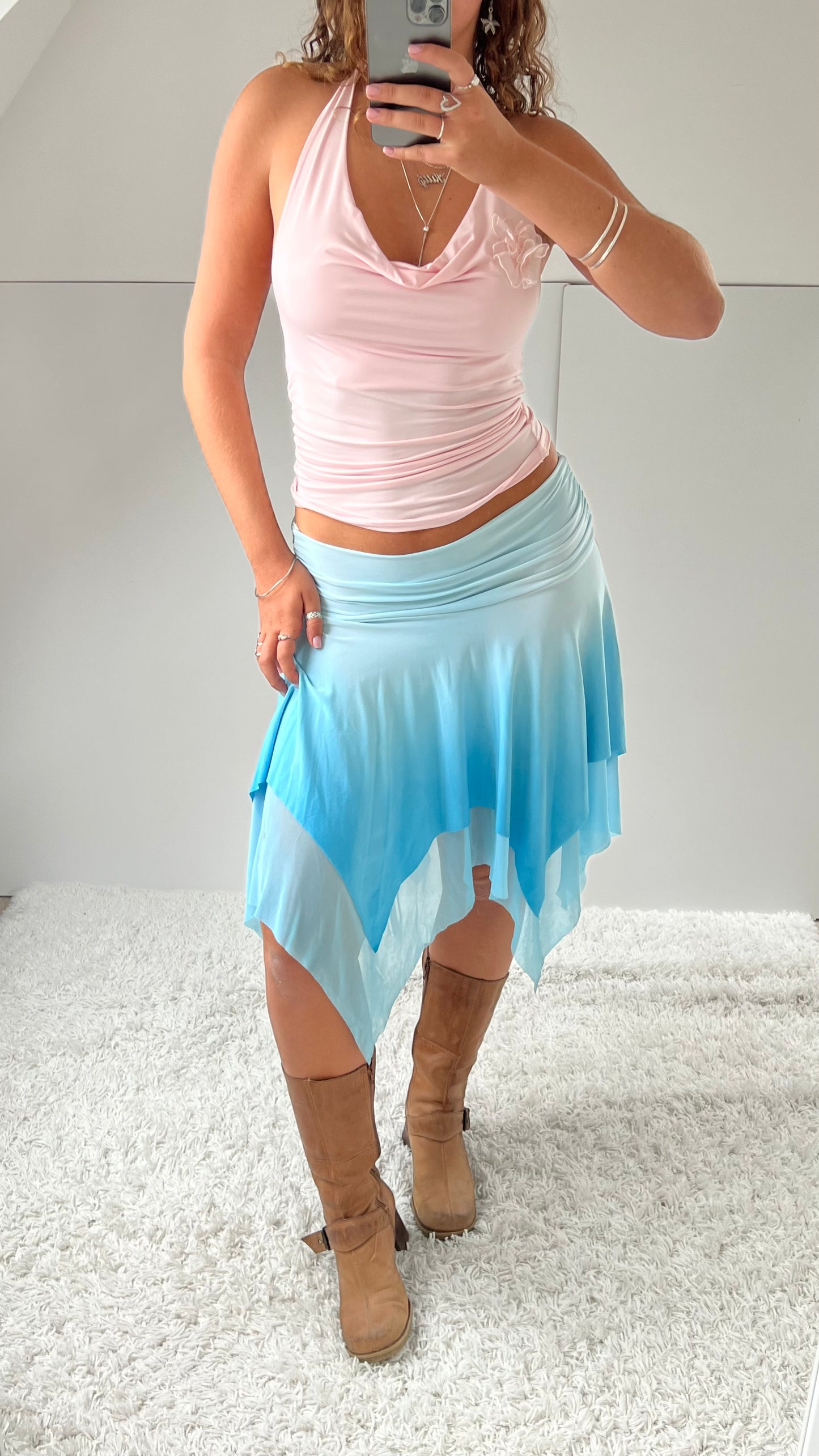 00s blue fairy midi skirt- size S