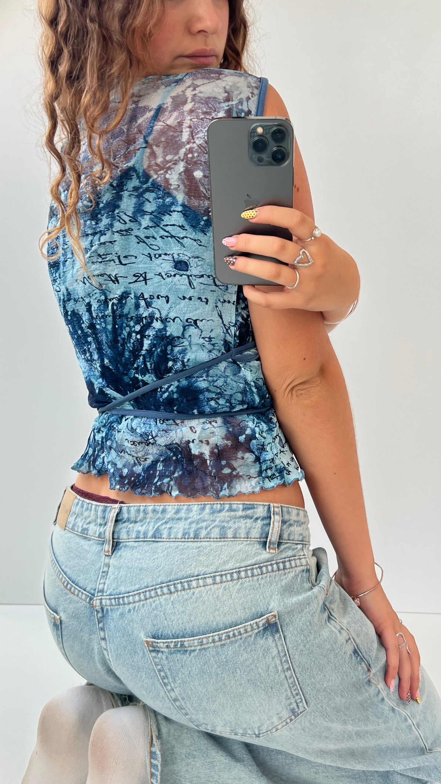 00s blue mesh cami- size S