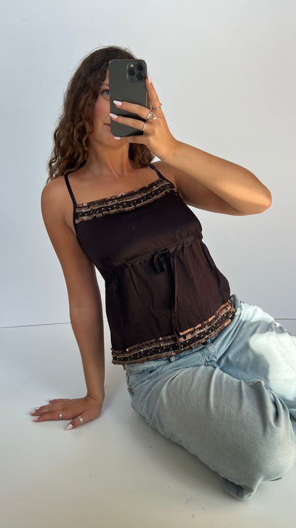 00s brown sequin cami- size S