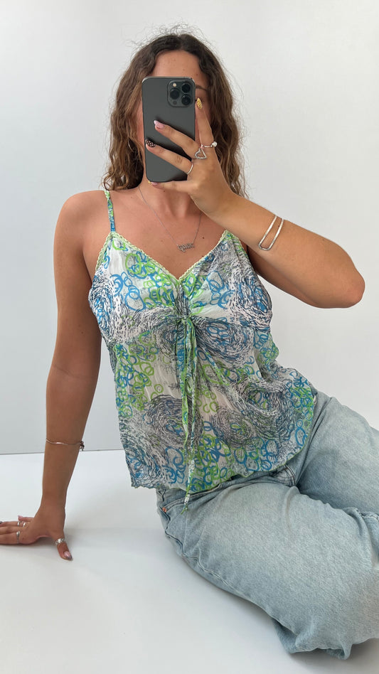 00s blue green mesh cami- size XL