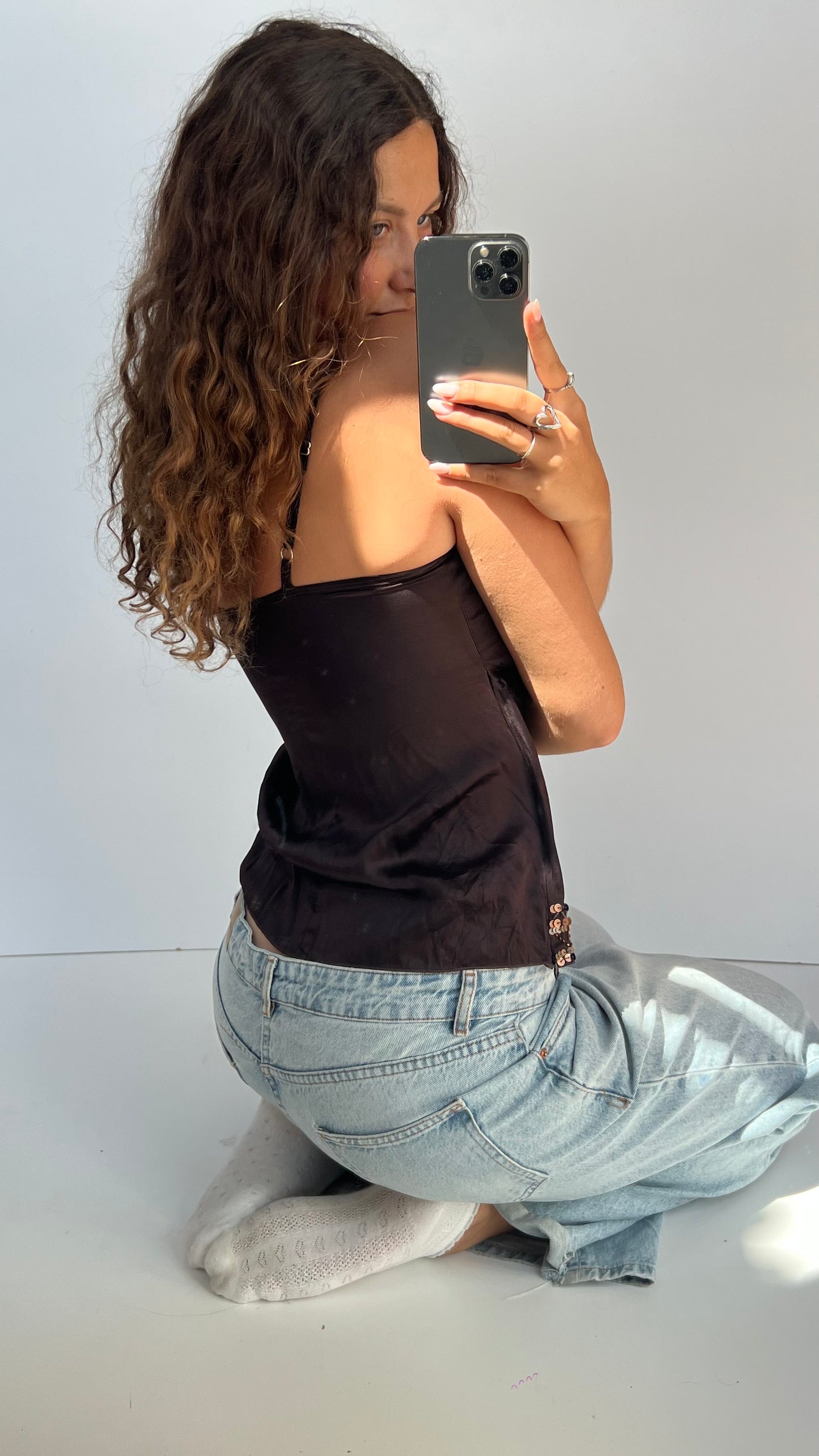 00s brown sequin cami- size S
