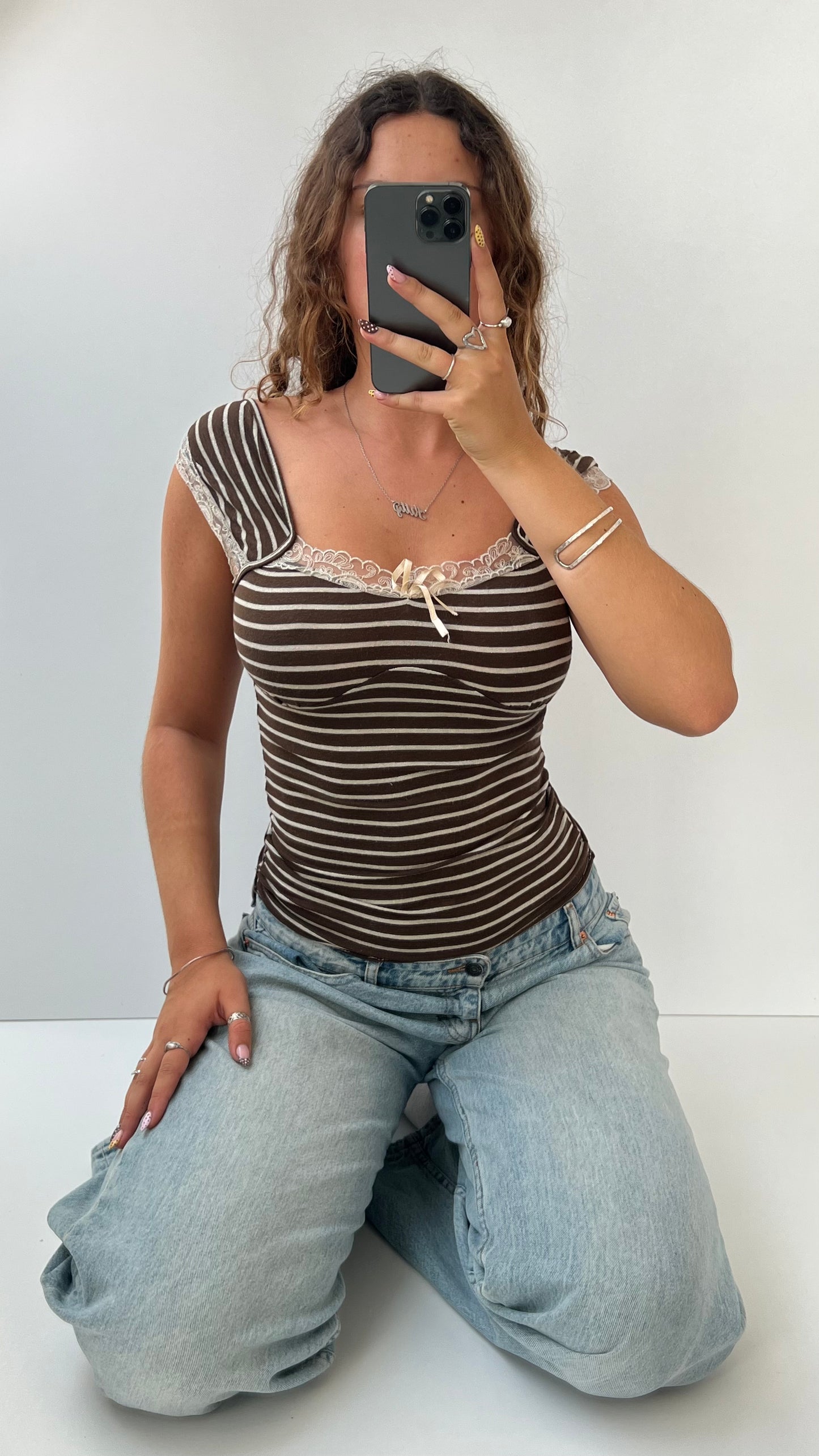 00s brown striped cami- size S